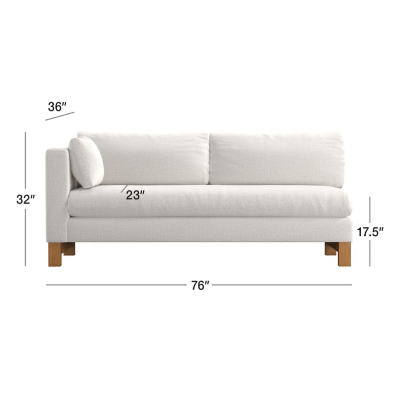 Pacific Bench Left Arm Sofa with Wood Legs