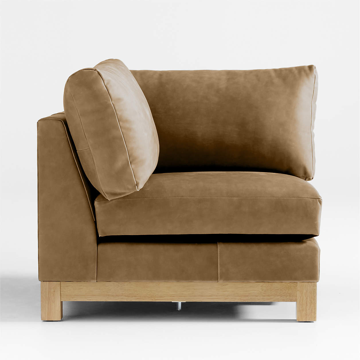 Pacific Leather Corner Chair with Wood Legs Crate & Barrel