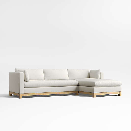 Pacific Wood Base 2-Piece Bench Sectional Sofa with Chaise Lounge