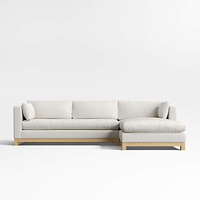 Pacific Wood Base 2-Piece Bench Sectional Sofa with Chaise Lounge