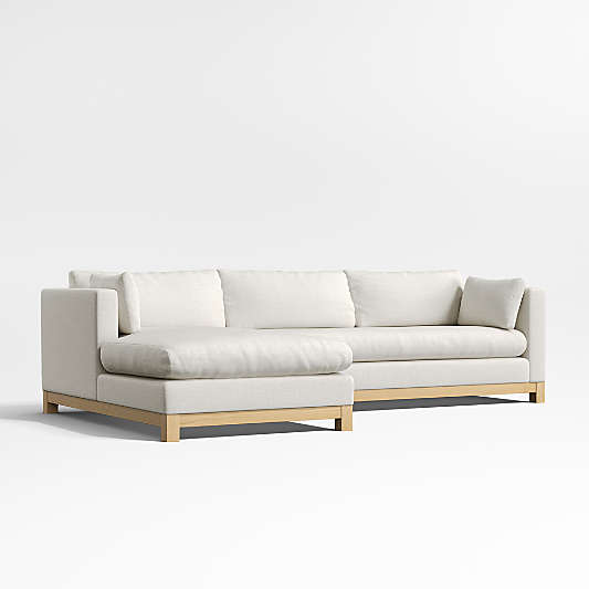 Pacific Wood Base 2-Piece Bench Sectional Sofa with Chaise Lounge