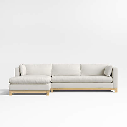 Pacific Wood Base 2-Piece Bench Sectional Sofa with Chaise Lounge