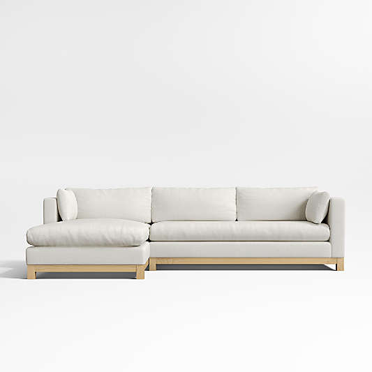 Pacific Wood Base 2-Piece Bench Sectional Sofa with Chaise Lounge