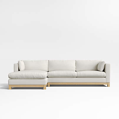 Pacific Wood Base 2-Piece Sectional Sofa with Chaise Lounge
