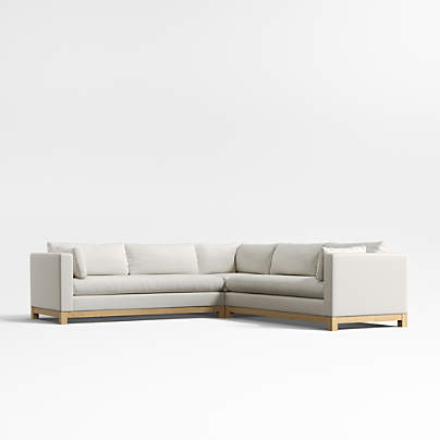 Pacific Wood Base 3-Piece L-Shaped Bench Sectional Sofa