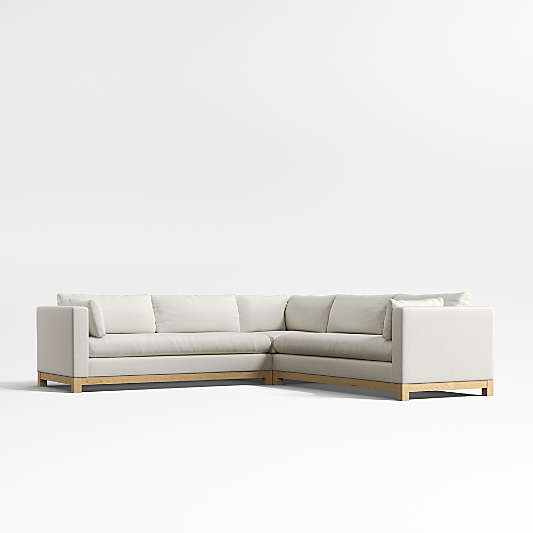 Pacific Wood Base 3-Piece L-Shaped Bench Sectional Sofa