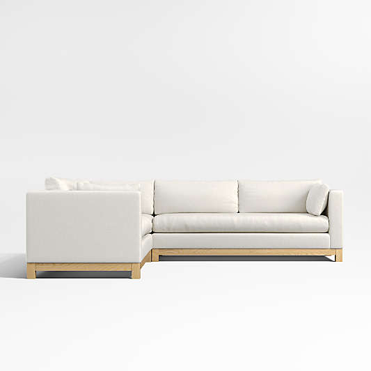 Pacific Wood Base 3-Piece L-Shaped Bench Sectional Sofa