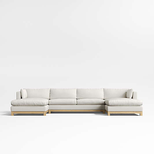 Pacific Wood Base 3-Piece U-Shaped Sectional Sofa with Double Chaise Lounge