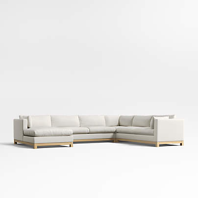 Pacific Wood Base 4-Piece L-Shaped Sectional Sofa with Chaise Lounge