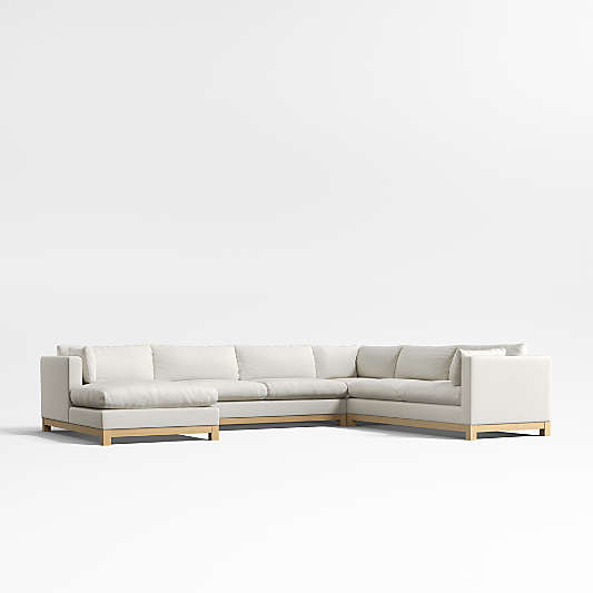 Pacific Wood Base 4-Piece L-Shaped Sectional Sofa with Chaise Lounge