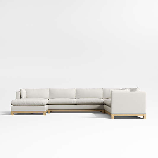 Pacific Wood Base 4-Piece L-Shaped Sectional Sofa with Chaise Lounge