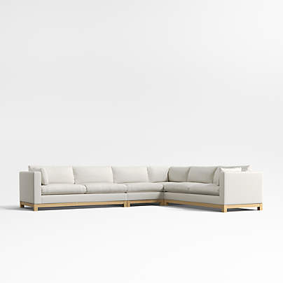 Pacific Wood Base 4-Piece L-Shaped Sectional Sofa