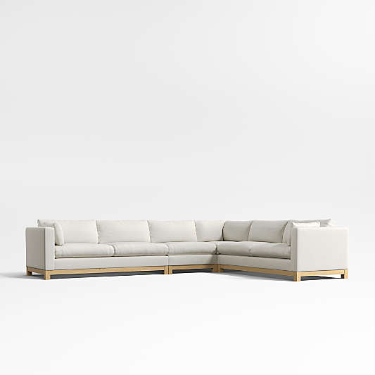Pacific Wood Base 4-Piece L-Shaped Sectional Sofa