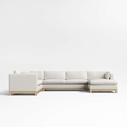 Pacific Wood Base 4-Piece L-Shaped Sectional Sofa with Chaise Lounge