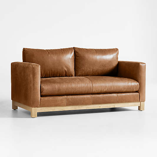 Pacific Wood Base 66" Leather Bench Apartment Sofa