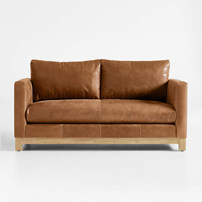 Pacific Wood Base 66" Leather Bench Apartment Sofa