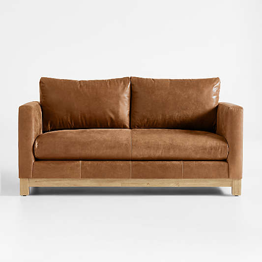 Pacific Wood Base 66" Leather Bench Apartment Sofa
