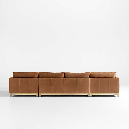 Pacific Wood Leather 3-Piece U-Shaped Sectional Sofa