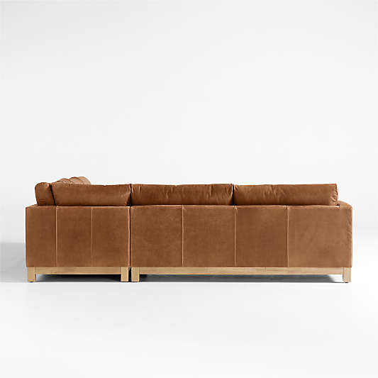 Pacific Wood Leather 3-Piece L-Shaped Sectional Sofa