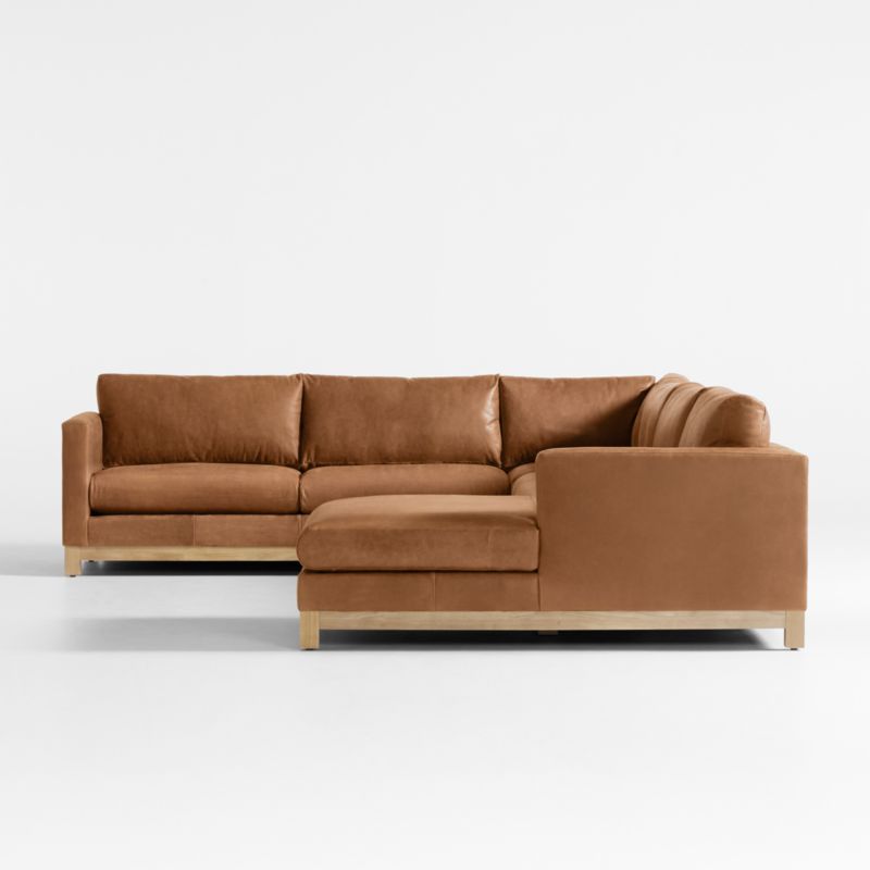 Pacific Wood Leather 4-Piece Corner Sectional Sofa with Chaise Lounge - image 4 of 5