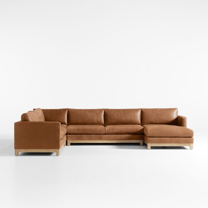 Pacific Wood Leather 4-Piece Corner Sectional Sofa with Chaise Lounge - image 0 of 5