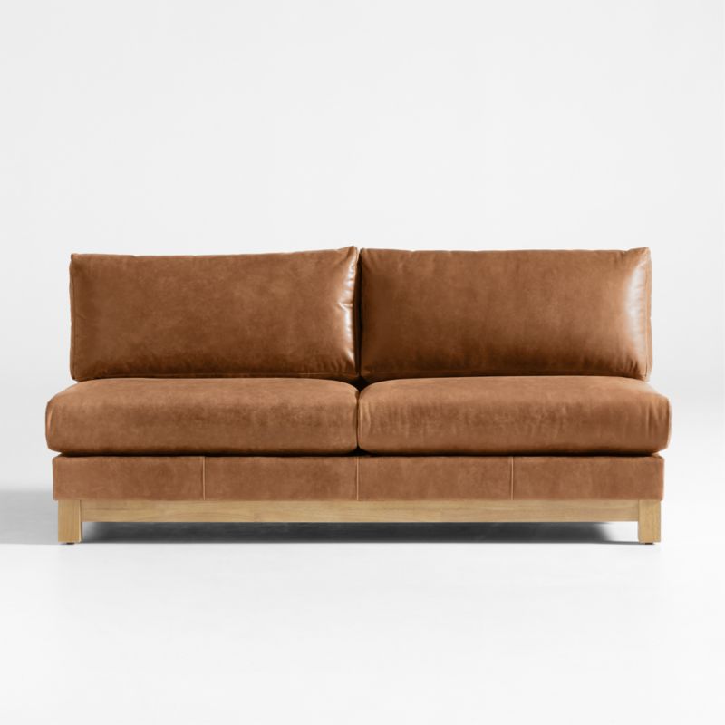 Pacific Wood Leather Armless Sofa - image 0 of 2