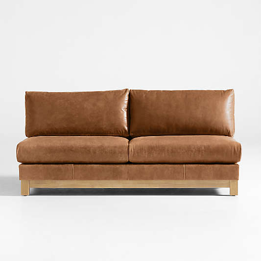 Pacific Wood Base Leather Armless Sofa Sectional Piece