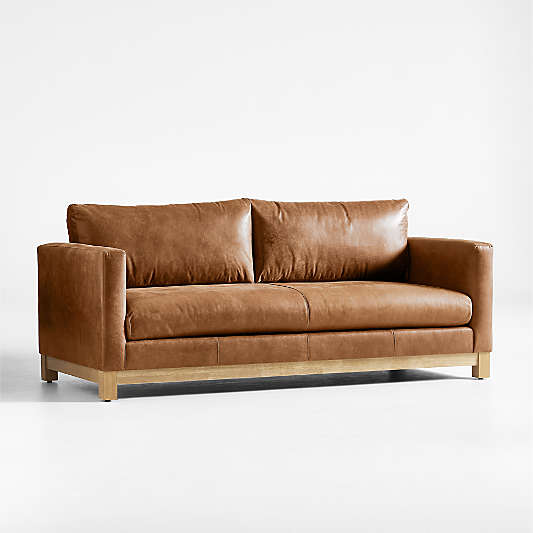 Pacific Wood Base 80" Leather Bench Sofa