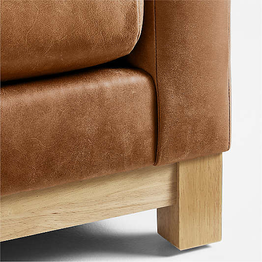 Pacific Wood Base 4-Piece L-Shaped Leather Sectional Sofa with Chaise Lounge