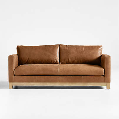 Pacific Wood Base 80" Leather Bench Sofa