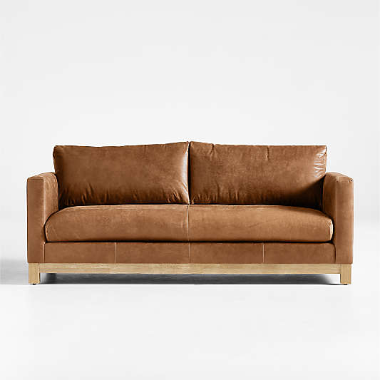 Pacific Wood Base 80" Leather Bench Sofa