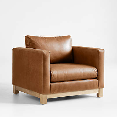 Pacific Wood Base 39" Leather Chair