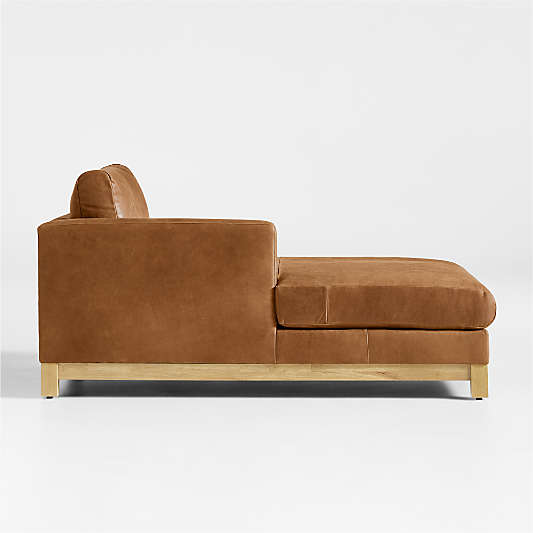 Pacific Wood Base Leather Left-Arm Chaise Lounge Sectional Piece