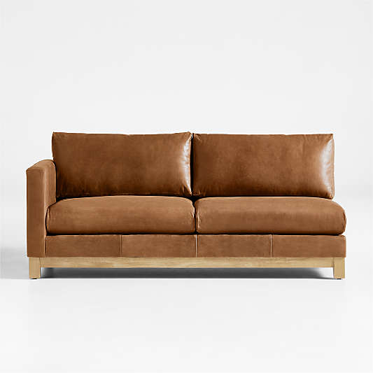 Pacific Wood Base Leather Left-Arm Sofa Sectional Piece