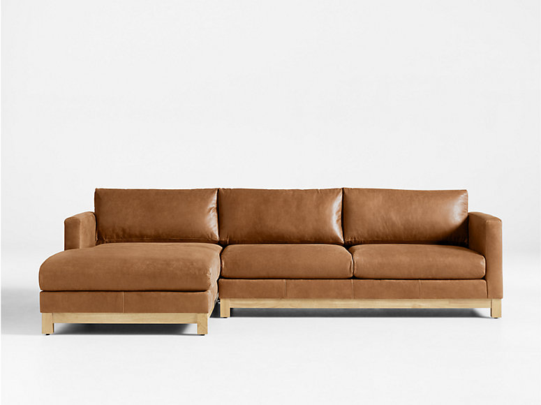 Pacific Wood Leather Sectional Sofas