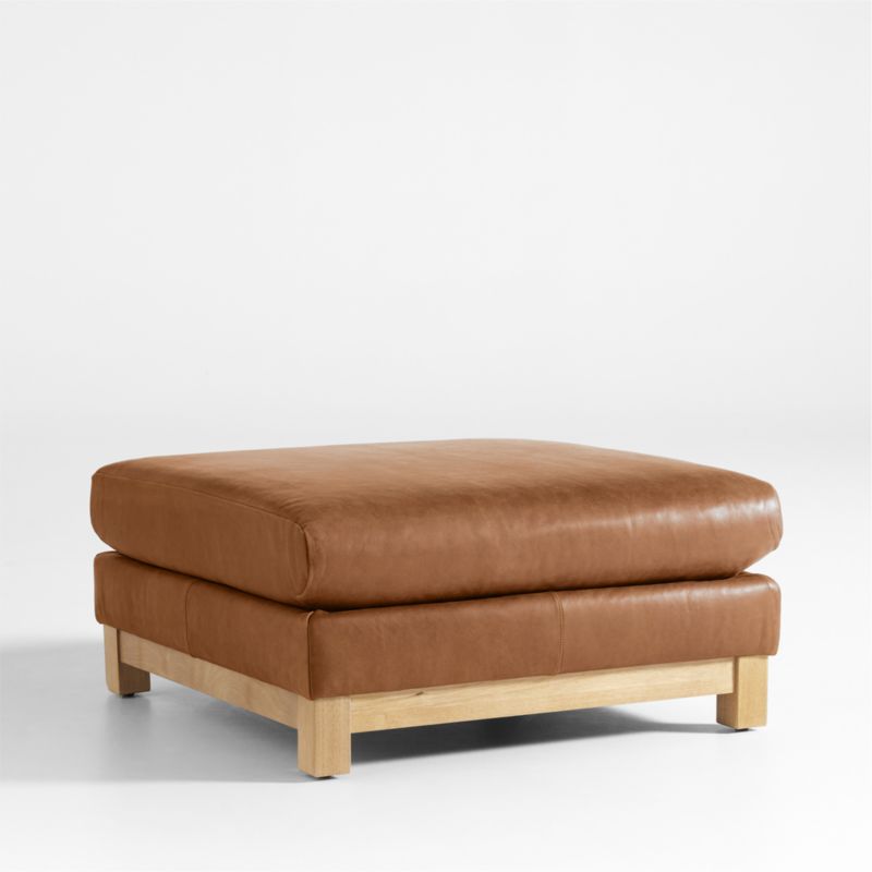 Pacific Wood Leather Ottoman - image 2 of 4