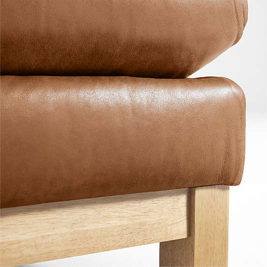 Pacific Wood Base 36" Leather Ottoman