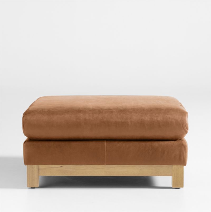 Pacific Wood Leather Ottoman - image 0 of 4