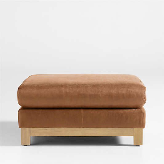 Pacific Wood Leather Ottoman