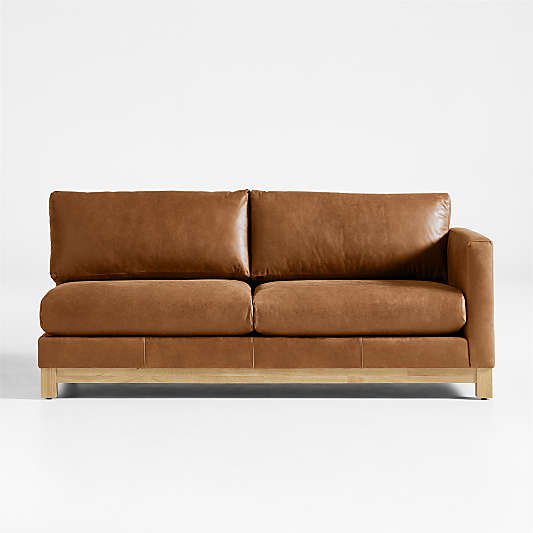 Pacific Wood Base Leather Right-Arm Sofa Sectional Piece