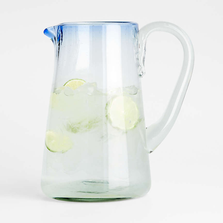Pacifico Blue Rim Glass Pitcher Reviews Crate And Barrel