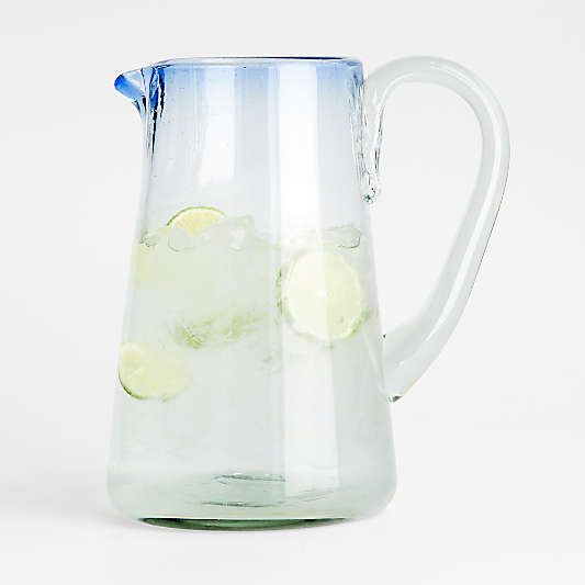 Pacifico 70-oz. Blue Rim Glass Pitcher