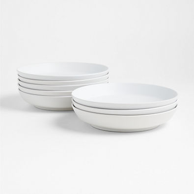 View Paige White Low Bowls, Set of 8 details