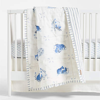 Painted Pasture Organic Cotton Voile Baby Crib Quilt