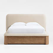 Salone Curved Light Grey Upholstered Queen Bed