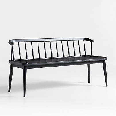 Pali Black Wood Dining Bench