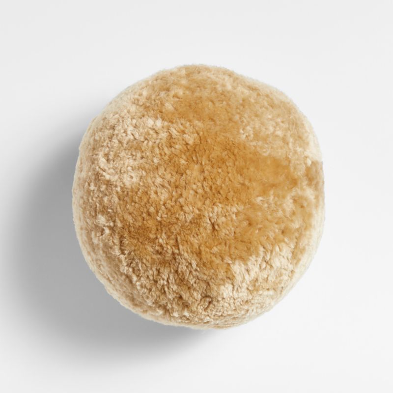 Palle 12" Beige Shearling Decorative Sphere Pillow by Athena Calderone