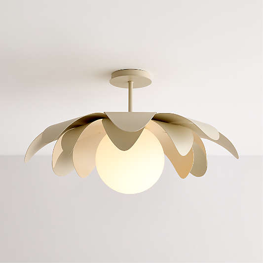 Palm Cream 24" Semi-Flush Mount Ceiling Light