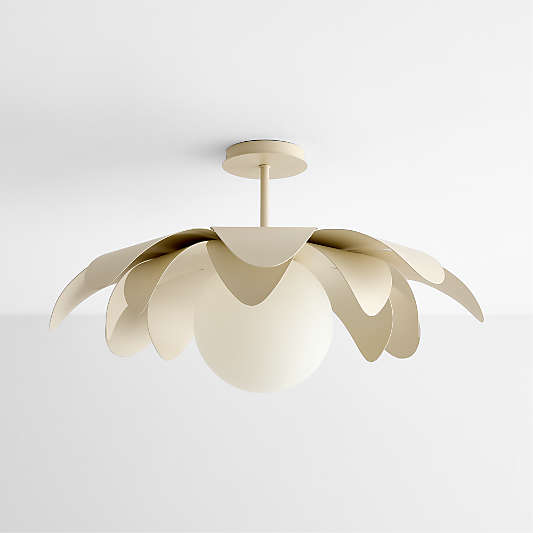 Palm Cream 24" Semi-Flush Mount Ceiling Light