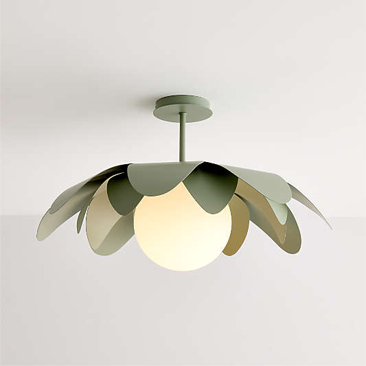 Palm Sage Green 24" Semi-Flush Mount Ceiling Light